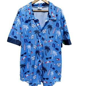 Toronto Blue Jays Hawaiian TD promo shirt blue button up Size XL
